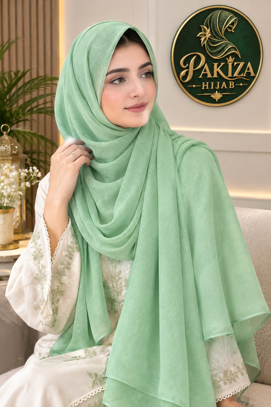 Mint Green Plain Chiffon Scarf