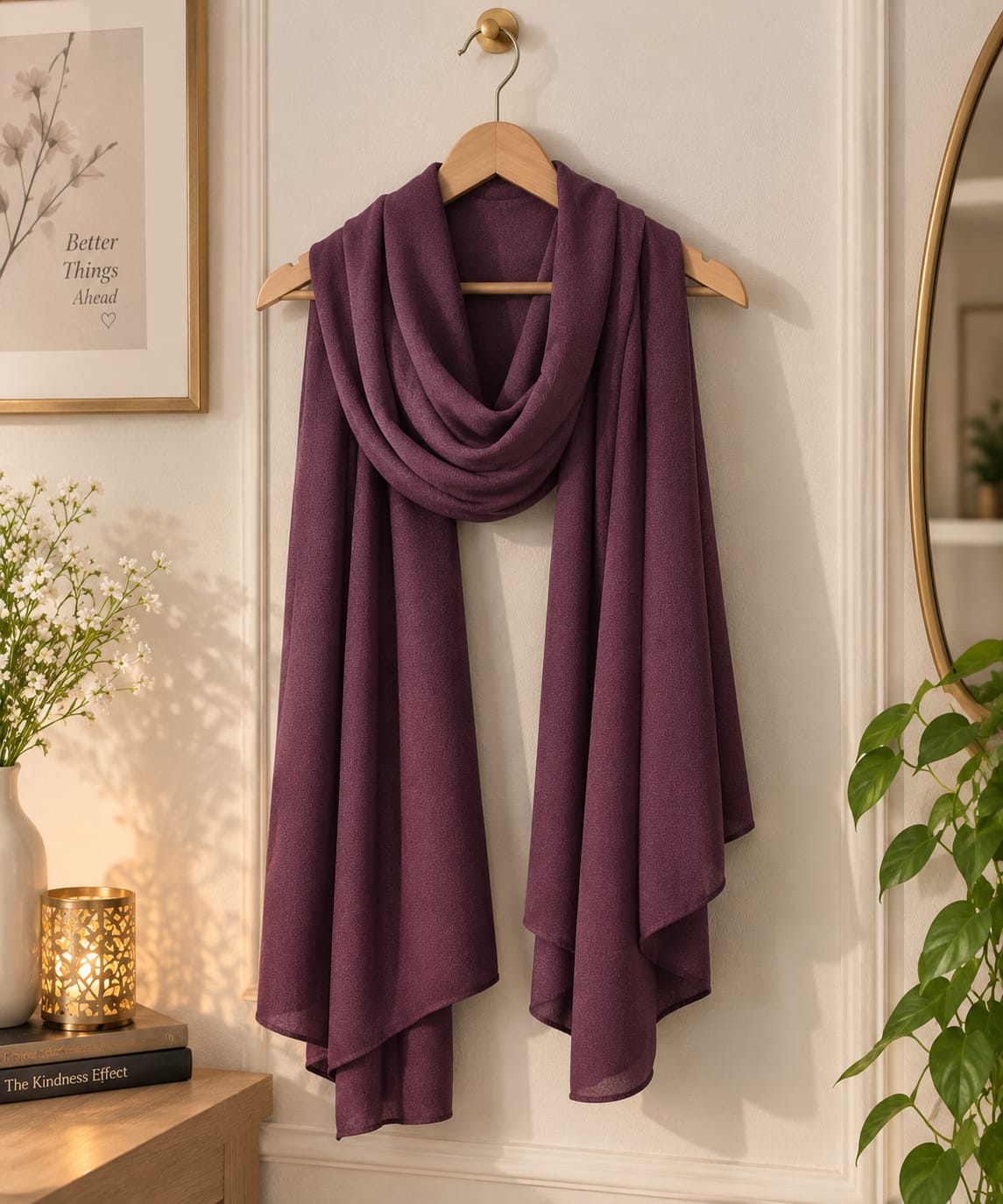 Maroon Plain Chiffon Scarf