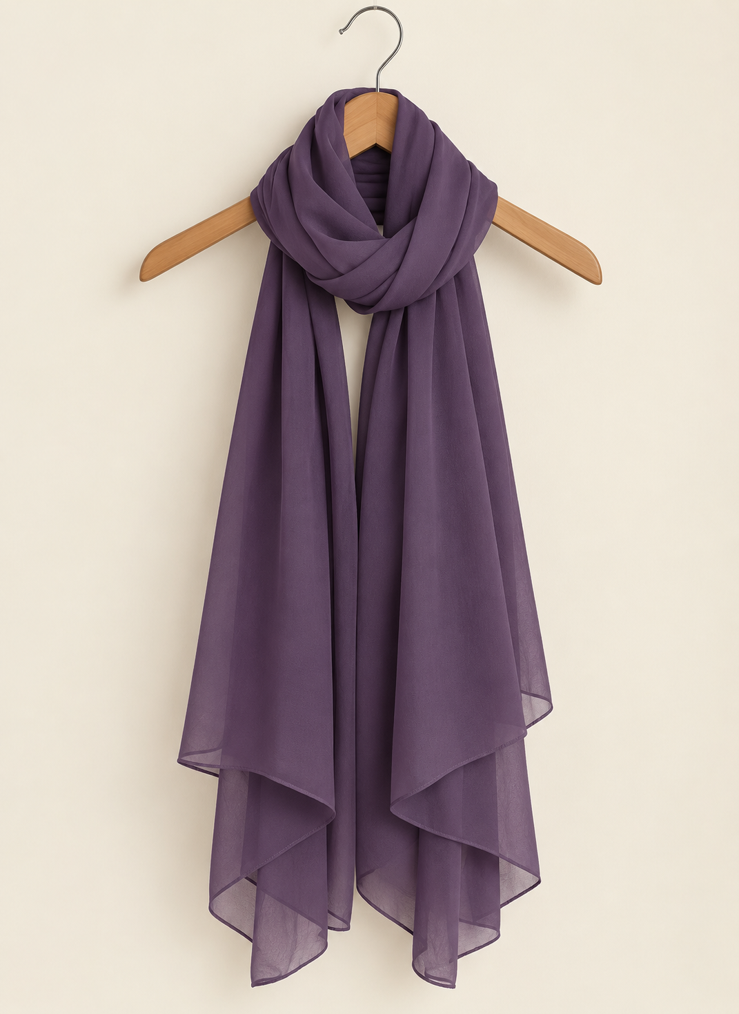 Plum Purple Plain Chiffon Scarf