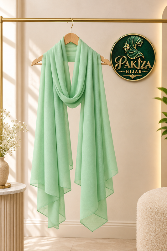 Mint Green Plain Chiffon Scarf