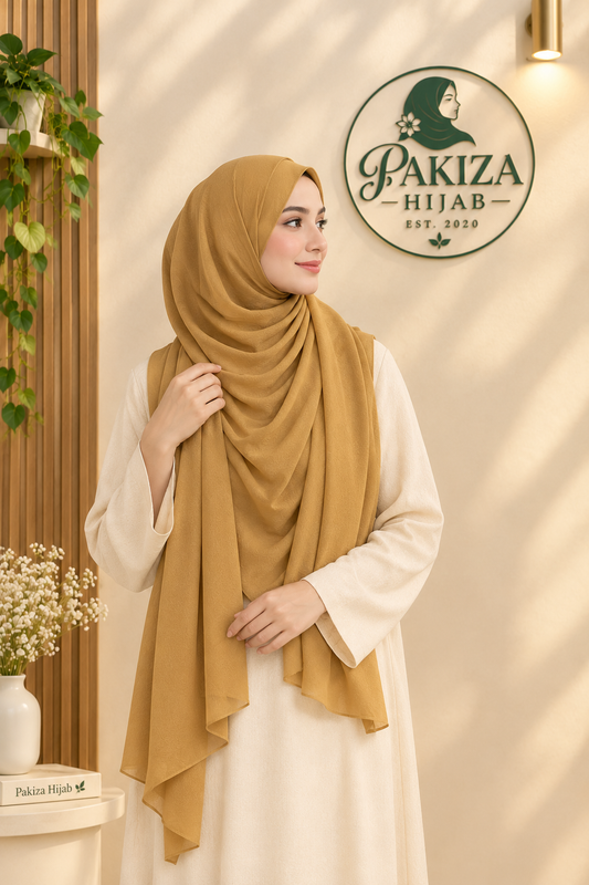 Mustard Color Plain Chiffon Scarf