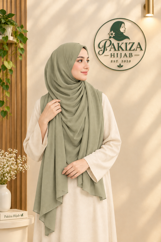 Olive color Plain Chiffon Scarf