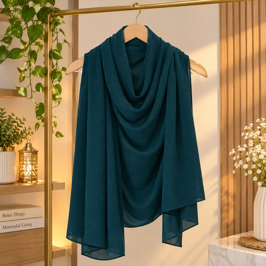 Bottle Green Plain Chiffon Scarf