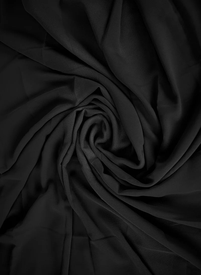 Black Plain Chiffon Scarf